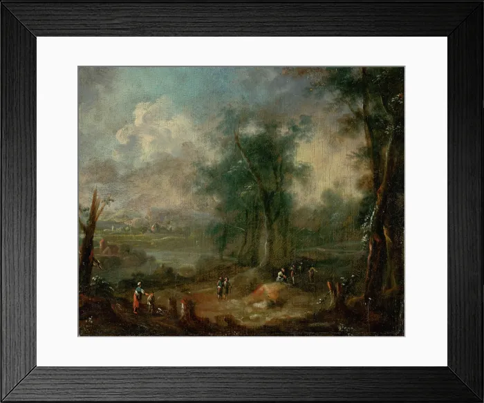 Framed Print : Romantic Landscape with Figural Staffage, 1770-1790. Creator: Unknown Framed Print : Romantic Landscape with Figural Staffage, 1770-1790. Creator: Unknown