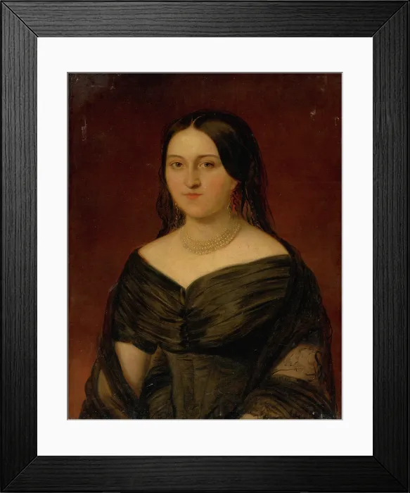 Framed Print : Portrait of a Lady in a Dark Dress, 1860-1870. Creator: Unknown