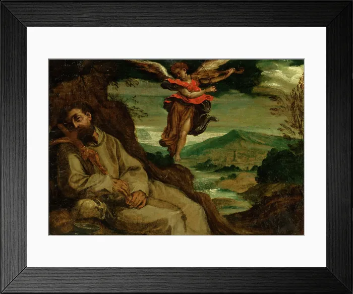 Framed Print : St. Francis comforted by an angel, 1600-1620. Creator: Unknown Framed Print : St. Francis comforted by an angel, 1600-1620. Creator: Unknown