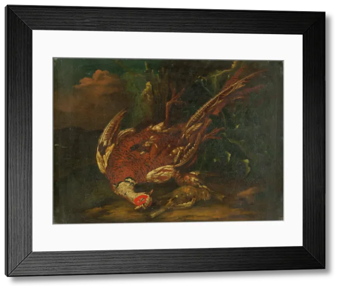 Framed Print : Still Life with Guinea Fowl, 1730-1750. Creator: Unknown Framed Print : Still Life with Guinea Fowl, 1730-1750. Creator: Unknown