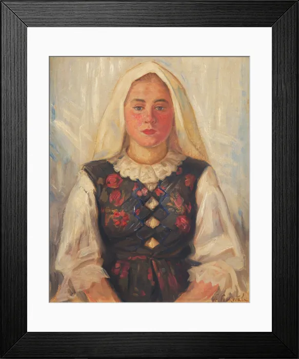 Framed Print : Girl in folk costume, 1946-1947. Creator: Stefan Polkorab Framed Print : Girl in folk costume, 1946-1947. Creator: Stefan Polkorab