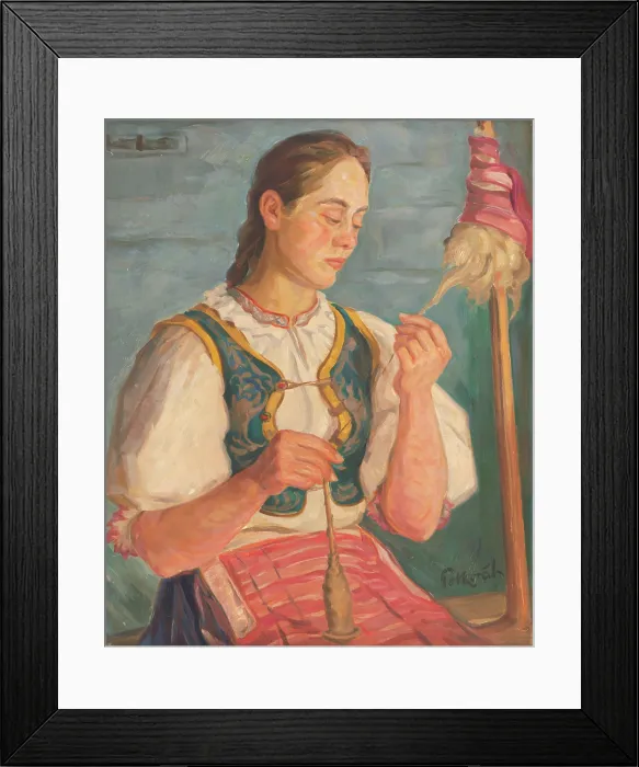 Framed Print : Woman spinning, 1937. Creator: Stefan Polkorab Framed Print : Woman spinning, 1937. Creator: Stefan Polkorab