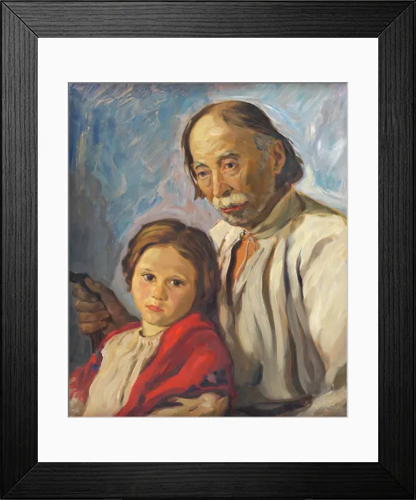 Framed Print : Old Man with a Granddaughter, 1939. Creator: Stefan Polkorab Framed Print : Old Man with a Granddaughter, 1939. Creator: Stefan Polkorab