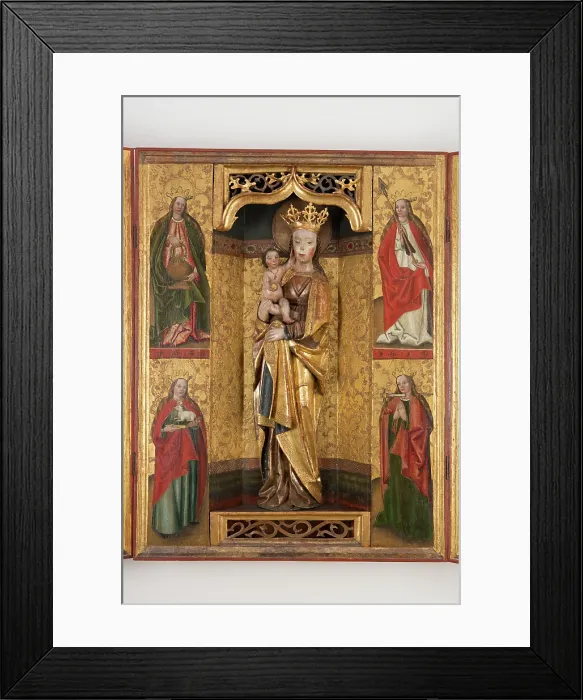 Framed Print : Altar Cabinet with Painted Division: St. Dorothy, St. Agnes, St. Ursula, St. Lucia, 1510-1520. Creator: Unknown Framed Print : Altar Cabinet with Painted Division: St. Dorothy, St. Agnes, St. Ursula, St. Lucia, 1510-1520. Creator: Unknown