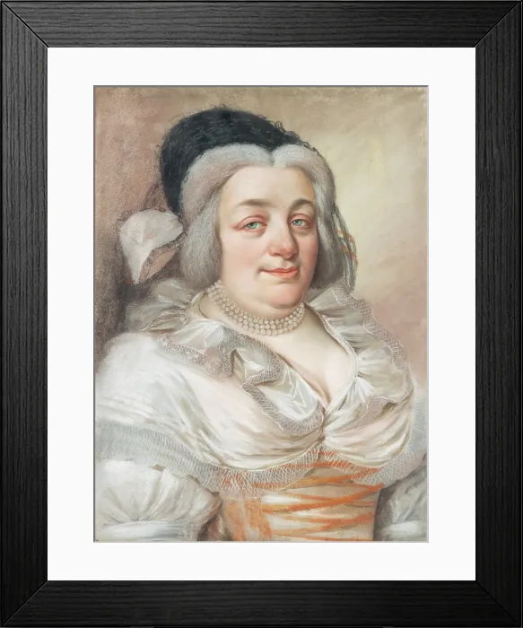 Framed Print : Portrait of a Zemianka in a White Silk and a Knitted hat with a Ribbon, 1790-1810. Creator: Unknown Framed Print : Portrait of a Zemianka in a White Silk and a Knitted hat with a Ribbon, 1790-1810. Creator: Unknown
