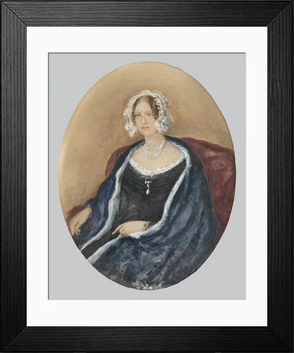 Framed Print : Portrait of a Lady in a White Bonnet and a Cape, around 1850. Creator: Unknown Framed Print : Portrait of a Lady in a White Bonnet and a Cape, around 1850. Creator: Unknown