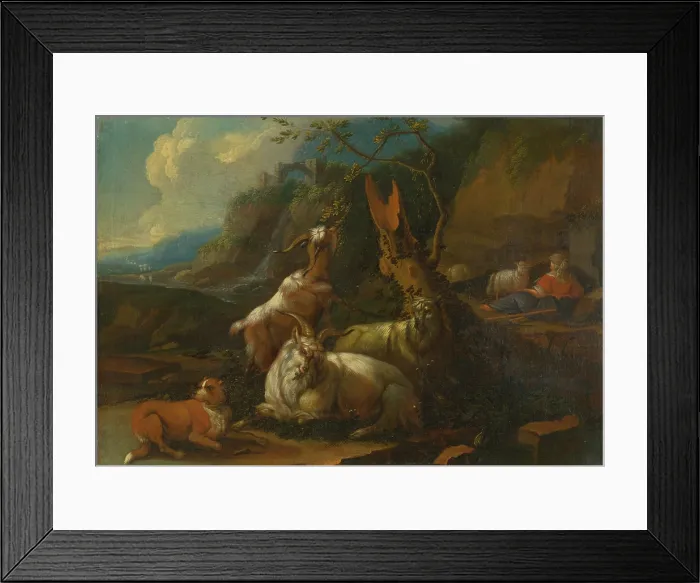 Framed Print : Goats and shepherdess, 1680-1700. Creator: Circle of Philipp Peter Roos Framed Print : Goats and shepherdess, 1680-1700. Creator: Circle of Philipp Peter Roos