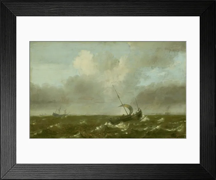Framed Print : Boats on a stormy sea, c1650. Creator: Pieter Mulier Framed Print : Boats on a stormy sea, c1650. Creator: Pieter Mulier
