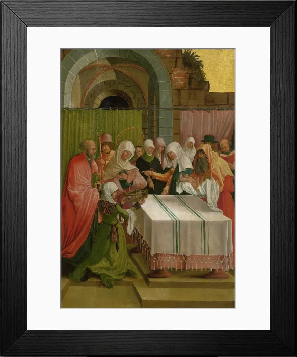 Framed Print : Mary and Joseph present the infant Jesus at the Temple in Jerusalem, 1519. Creator: Unknown Framed Print : Mary and Joseph present the infant Jesus at the Temple in Jerusalem, 1519. Creator: Unknown