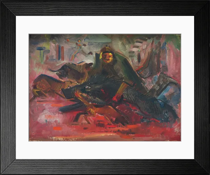 Framed Print : Boar Hunt, 1940. Creator: Arnold Peter Weisz-Kubincan