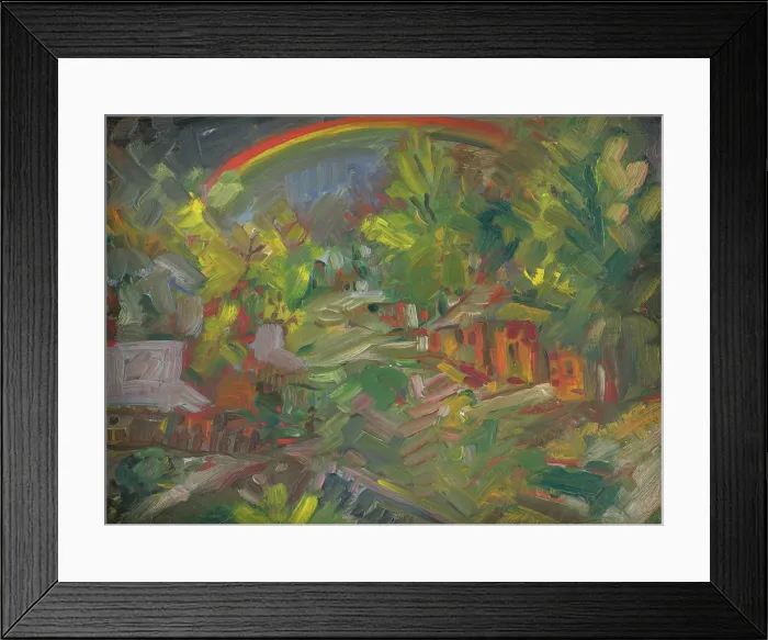 Framed Print : A Rainbow over a Village, 1940-1944. Creator: Arnold Peter Weisz-Kubincan Framed Print : A Rainbow over a Village, 1940-1944. Creator: Arnold Peter Weisz-Kubincan