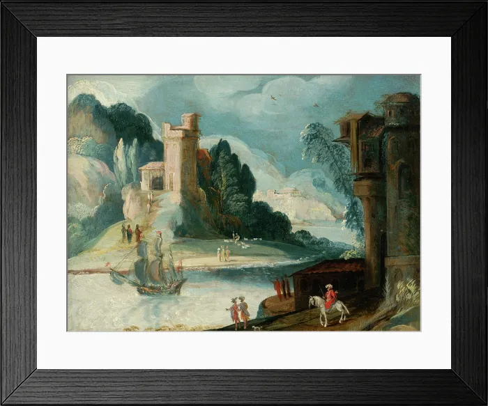 Framed Print : Landscape with a River and a Castle, 1590-1610. Creator: Unknown Framed Print : Landscape with a River and a Castle, 1590-1610. Creator: Unknown
