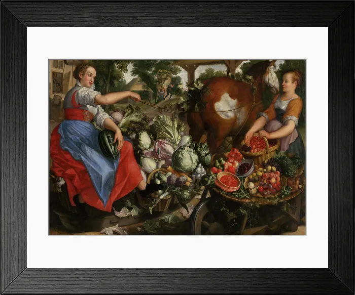 Framed Print : Women with Vegetables and Fruits, early 16th century. Creator: Circle of Joachim Beuckelaer Framed Print : Women with Vegetables and Fruits, early 16th century. Creator: Circle of Joachim Beuckelaer