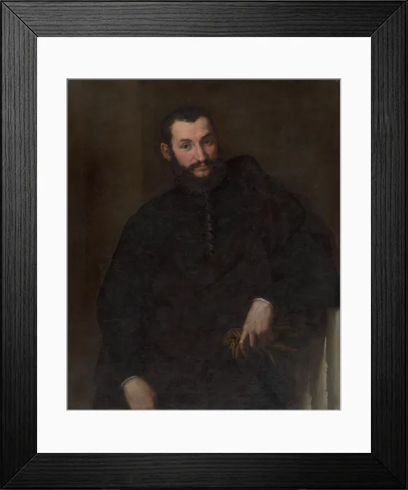 Framed Print : Portrait of a Man (With a Fragment of Antique Column), around 1540. Creator: Paris Bordone Framed Print : Portrait of a Man (With a Fragment of Antique Column), around 1540. Creator: Paris Bordone