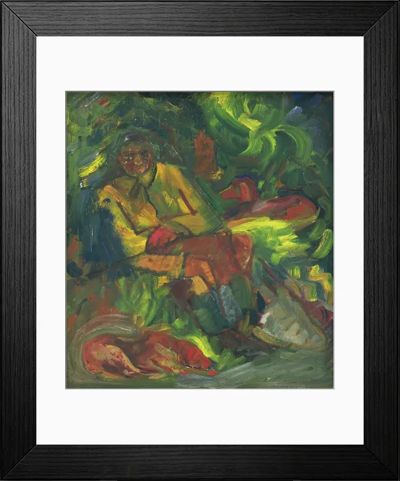 Framed Print : Resting Hunter with Two Dogs, 1940-1944. Creator: Arnold Peter Weisz-Kubincan Framed Print : Resting Hunter with Two Dogs, 1940-1944. Creator: Arnold Peter Weisz-Kubincan
