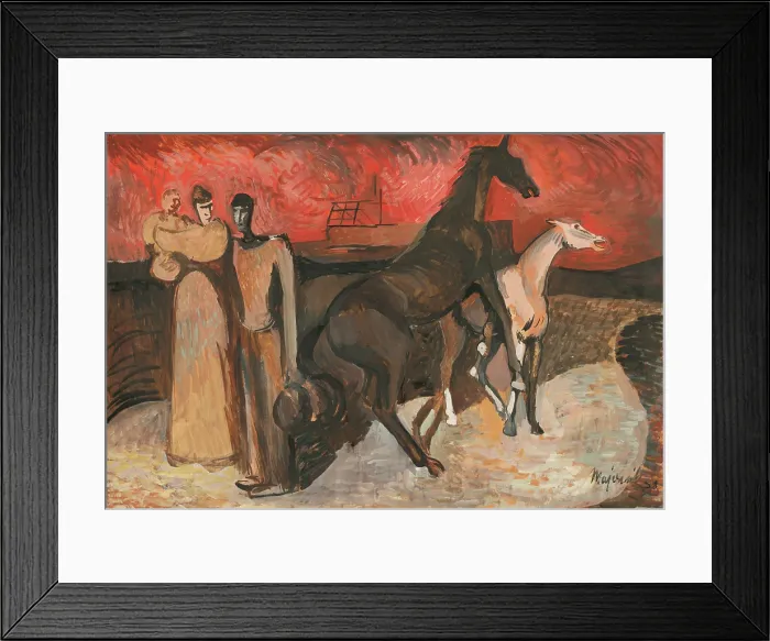Framed Print : Fire - Refugees, 1938. Creator: Cyprian Majernik Framed Print : Fire - Refugees, 1938. Creator: Cyprian Majernik