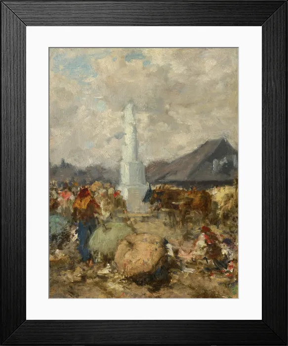 Framed Print : At the Market near the Holy Trinity Column in Szolnok, 1865-1875. Creator: August von Pettenkofen Framed Print : At the Market near the Holy Trinity Column in Szolnok, 1865-1875. Creator: August von Pettenkofen