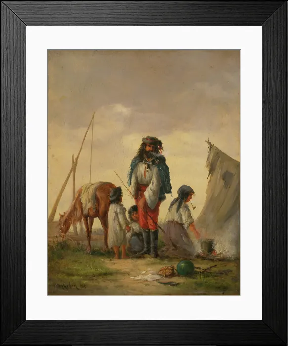 Framed Print : Gypsy family, 1868. Creator: August von Pettenkofen