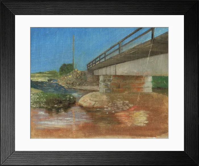 Framed Print : Sketch of a landscape with a bridge, 1900. Creator: Aurel Ballo