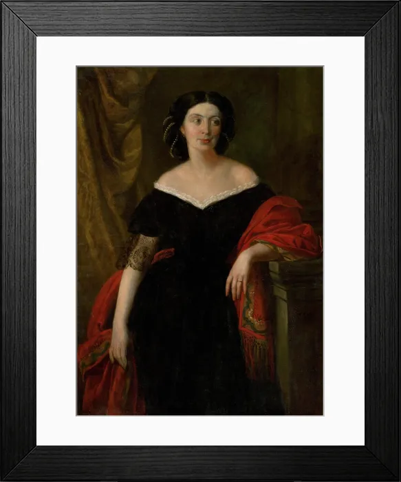 Framed Print : Portrait of a Woman in an Evening Gown, 1855-1860. Creator: Carl Rahl Framed Print : Portrait of a Woman in an Evening Gown, 1855-1860. Creator: Carl Rahl