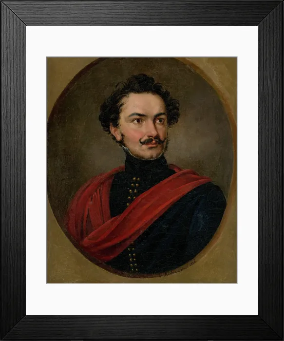 Framed Print : Portrait of a man with moustache, 1826. Creator: Janos Rombauer Framed Print : Portrait of a man with moustache, 1826. Creator: Janos Rombauer