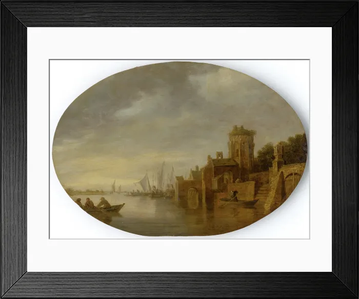 Framed Print : Boats in a harbour, 1640-1650. Creator: Follower of Jan van Goyen Framed Print : Boats in a harbour, 1640-1650. Creator: Follower of Jan van Goyen