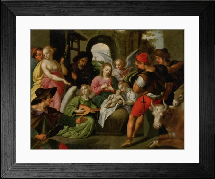 Framed Print : Adoration of the Shepherds, 1st half 17th century. Creator: Johannes Rottenhammer the elder Framed Print : Adoration of the Shepherds, 1st half 17th century. Creator: Johannes Rottenhammer the elder