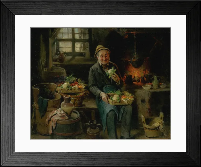 Framed Print : Old Man in the Kitchen, 1875-1890. Creator: Hermann Armin Kern Framed Print : Old Man in the Kitchen, 1875-1890. Creator: Hermann Armin Kern