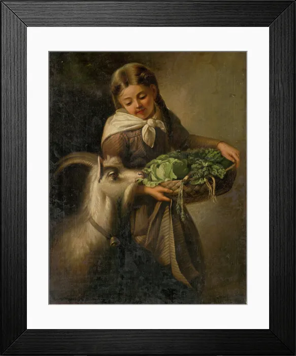 Framed Print : Girl with a Goat, 1860-1880. Creator: Irme Revesz Framed Print : Girl with a Goat, 1860-1880. Creator: Irme Revesz