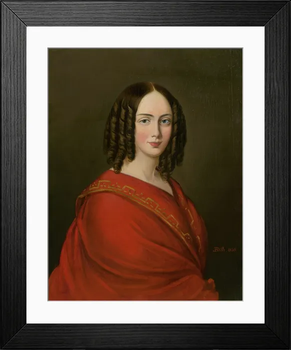 Framed Print : Portrait of a young woman with ringlets, 1850. Creator: Imrich Emanuel Roth Framed Print : Portrait of a young woman with ringlets, 1850. Creator: Imrich Emanuel Roth