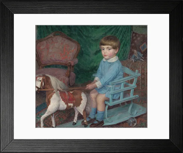 Framed Print : Boy with toy horse, c1925. Creator: Ivan Zabota Framed Print : Boy with toy horse, c1925. Creator: Ivan Zabota