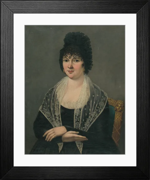 Framed Print : Portrait of a woman in black (Zuzana Steinhubelova, nee Mecznerova), 1804. Creator: Janos Rombauer Framed Print : Portrait of a woman in black (Zuzana Steinhubelova, nee Mecznerova), 1804. Creator: Janos Rombauer