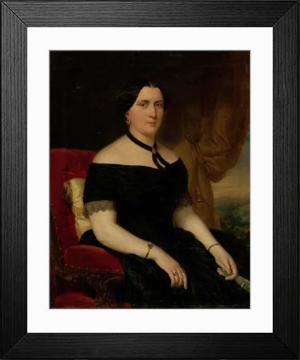 Framed Print : Portrait of a Woman in a Velvet Armchair, 1854. Creator: Miklos Barabas Framed Print : Portrait of a Woman in a Velvet Armchair, 1854. Creator: Miklos Barabas