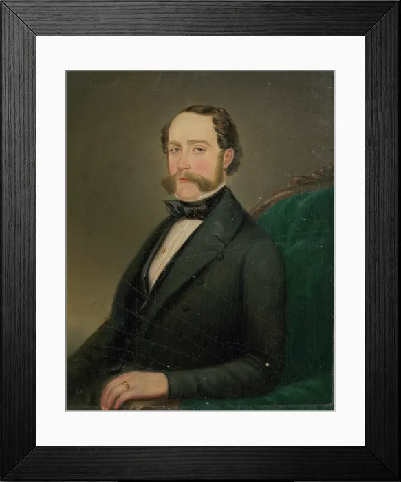 Framed Print : Portrait of a Man in a Green Armchair, 1860-1870. Creator: Ludovit Nyulassy Framed Print : Portrait of a Man in a Green Armchair, 1860-1870. Creator: Ludovit Nyulassy