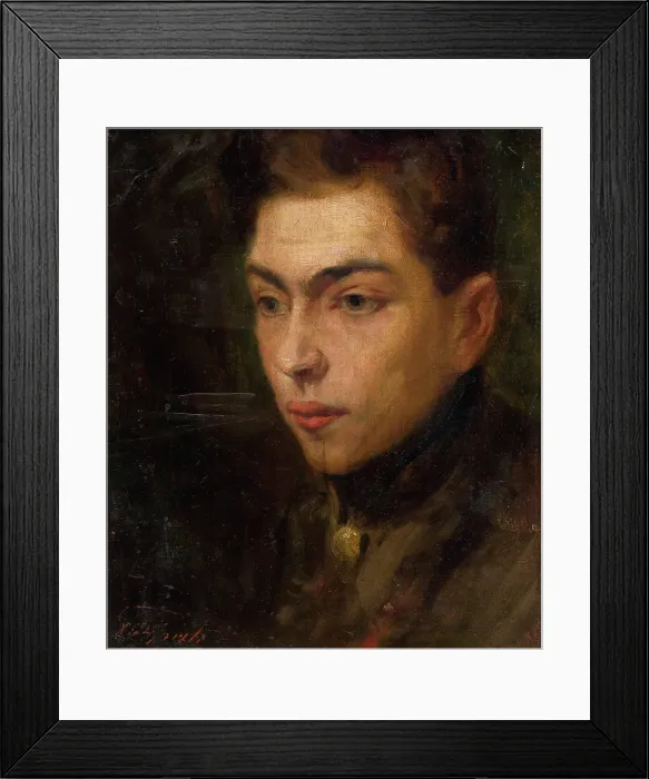 Framed Print : Head Study of a Young Man, around 1890. Creator: Ludovit Pitthordt