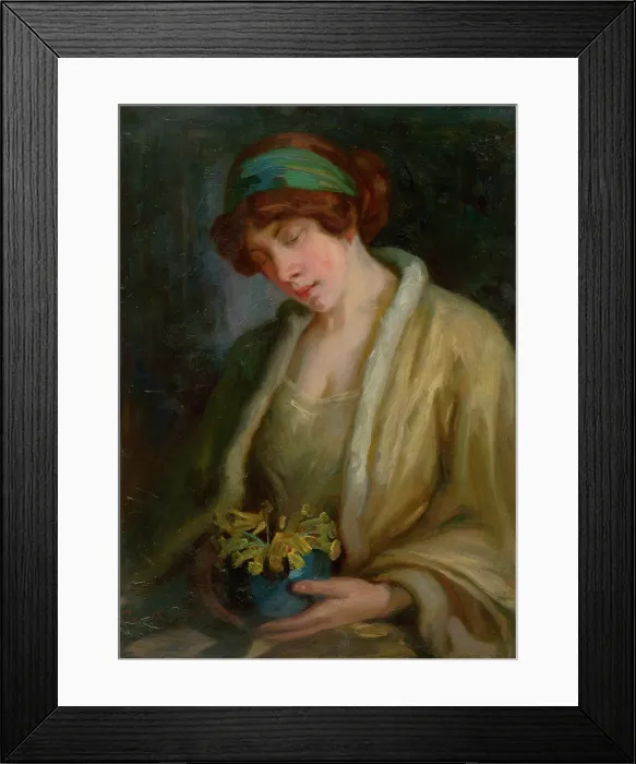 Framed Print : Woman with Flowers, 1900-1910. Creator: Ludovit Pitthordt Framed Print : Woman with Flowers, 1900-1910. Creator: Ludovit Pitthordt