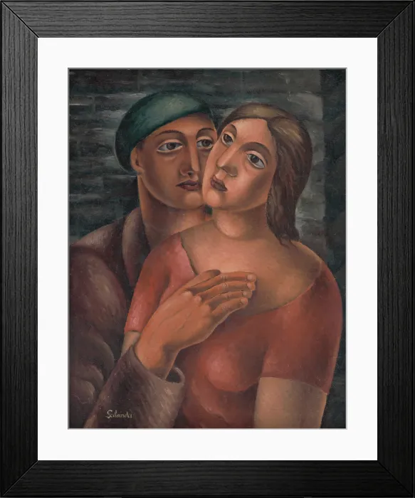Framed Print : Lovers, 1926. Creator: Mikulas Galanda Framed Print : Lovers, 1926. Creator: Mikulas Galanda