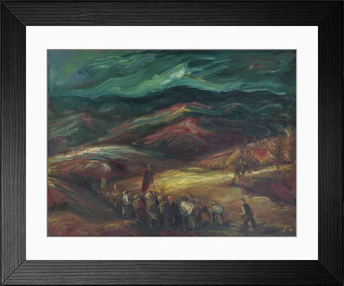 Framed Print : Landscape with procession, 1943. Creator: Ludovit Varga Framed Print : Landscape with procession, 1943. Creator: Ludovit Varga