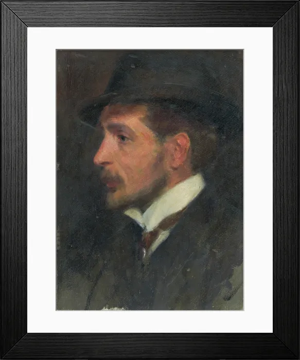 Framed Print : Self-Portrait ? from Profile in a Hat, around 1900. Creator: Milan Thomka Mitrovsky Framed Print : Self-Portrait ? from Profile in a Hat, around 1900. Creator: Milan Thomka Mitrovsky