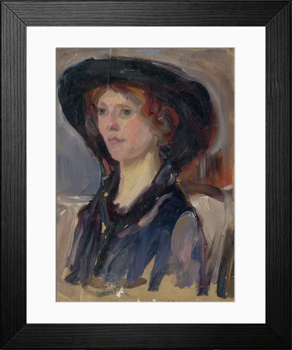 Framed Print : Head Study of a Girl in a Hat, early 20th century. Creator: Ludovit Pitthordt Framed Print : Head Study of a Girl in a Hat, early 20th century. Creator: Ludovit Pitthordt