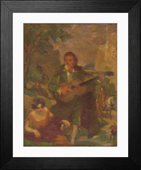 Framed Print : Guitarist, 1910-1930. Creator: Milan Thomka Mitrovsky Framed Print : Guitarist, 1910-1930. Creator: Milan Thomka Mitrovsky