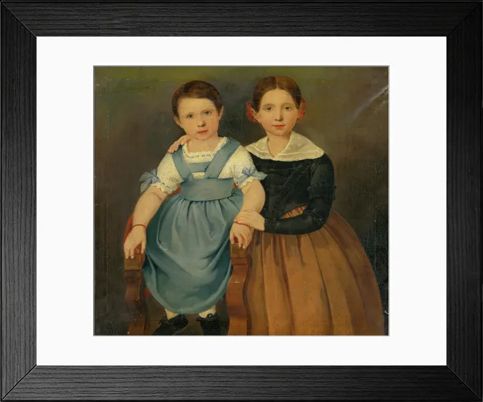 Framed Print : Double portrait of girls, 1844. Creator: Vaclav Govic Framed Print : Double portrait of girls, 1844. Creator: Vaclav Govic