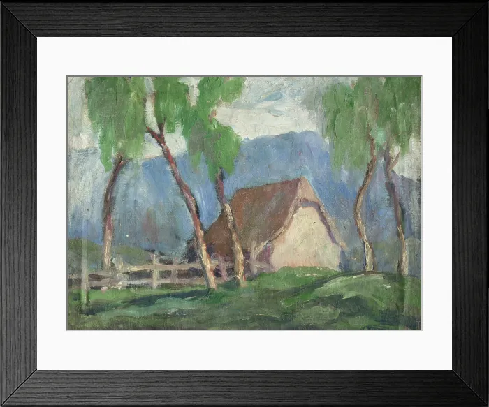 Framed Print : Landscape with birches, c1929. Creator: Zolo Palugyay Framed Print : Landscape with birches, c1929. Creator: Zolo Palugyay
