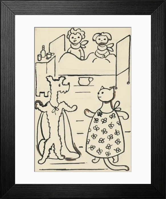 Framed Print : 29. A story about a dog and a cat, around 1928. Creator: Josef Capek Framed Print : 29. A story about a dog and a cat, around 1928. Creator: Josef Capek