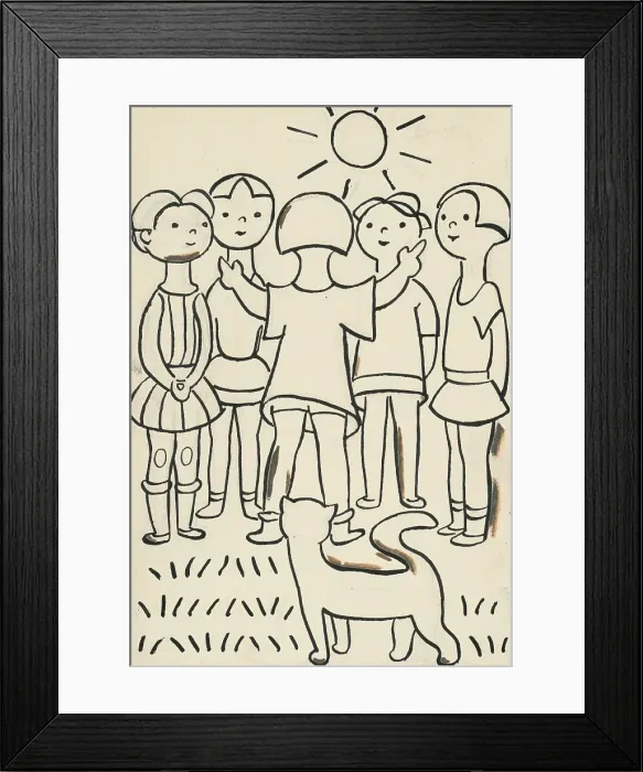 Framed Print : 31. Talking about a dog and a cat, around 1928. Creator: Josef Capek Framed Print : 31. Talking about a dog and a cat, around 1928. Creator: Josef Capek