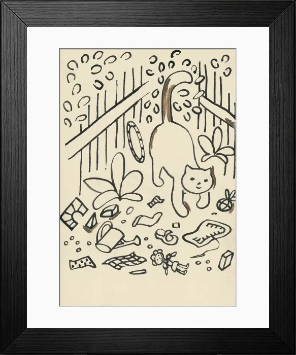 Framed Print : 34. Talking about a dog and a cat, around 1928. Creator: Josef Capek Framed Print : 34. Talking about a dog and a cat, around 1928. Creator: Josef Capek