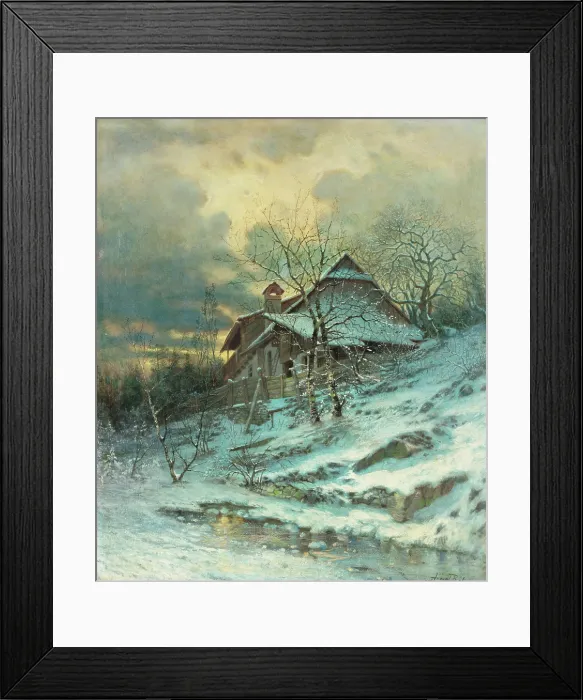 Framed Print : Winter scene, 1902. Creator: Vojtech Angyal Framed Print : Winter scene, 1902. Creator: Vojtech Angyal