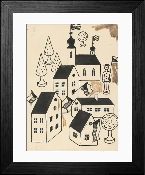 Framed Print : 38. Talking about a dog and a cat, around 1928. Creator: Josef Capek Framed Print : 38. Talking about a dog and a cat, around 1928. Creator: Josef Capek