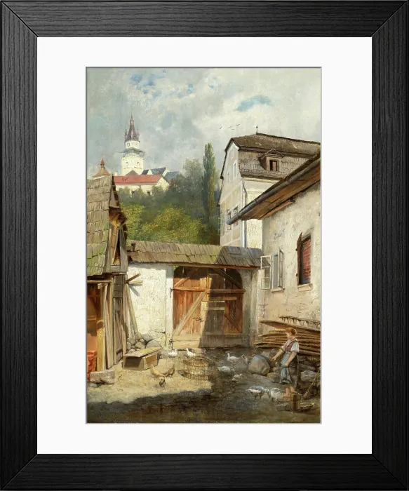 Framed Print : Courtyard in Kremnica, before 1890. Creator: Vojtech Angyal Framed Print : Courtyard in Kremnica, before 1890. Creator: Vojtech Angyal