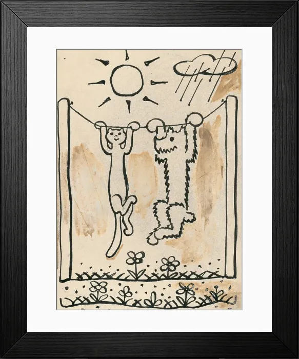 Framed Print : 41. Talking about a dog and a cat, around 1928. Creator: Josef Capek Framed Print : 41. Talking about a dog and a cat, around 1928. Creator: Josef Capek